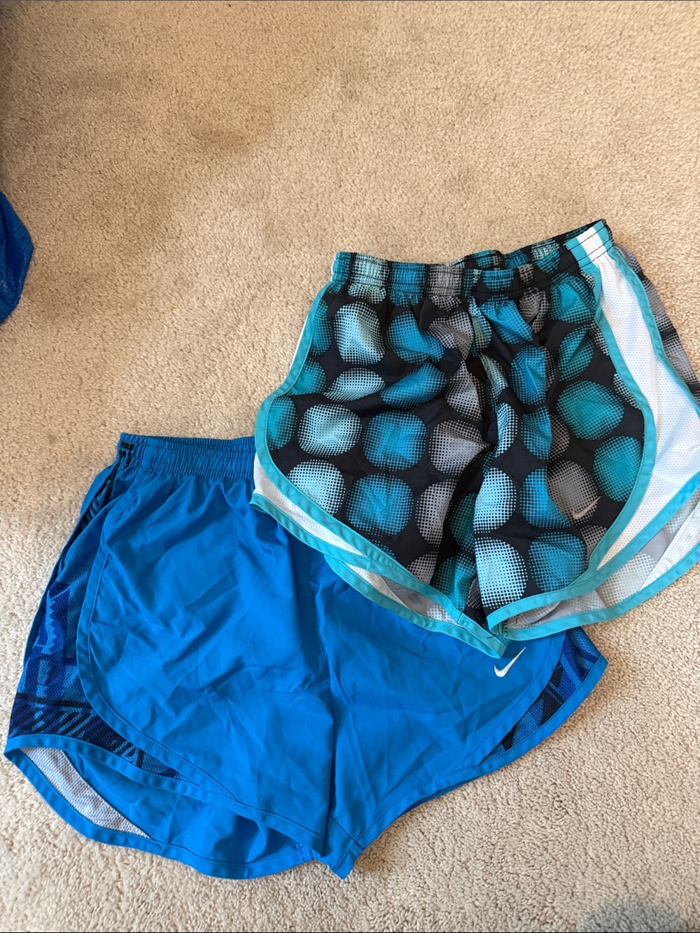 Nike Blue & Teal Patterned Women's Running Shorts Duo - Picture 1 of 3